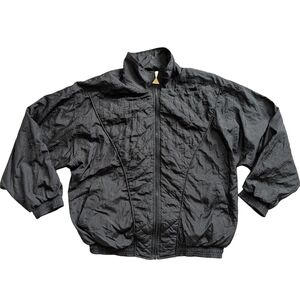 Casual Isle Black Vintage Lightweight Nylon Zip-Up Windbreaker Jacket Medium